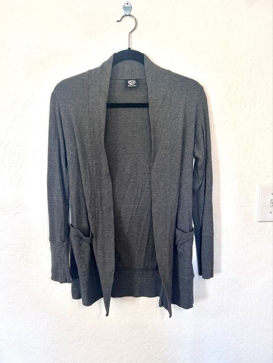 Bobeau Sweaters - Women’s Grey Supima Cotton Blend Open Front Smart Casual Cardigan With Pockets